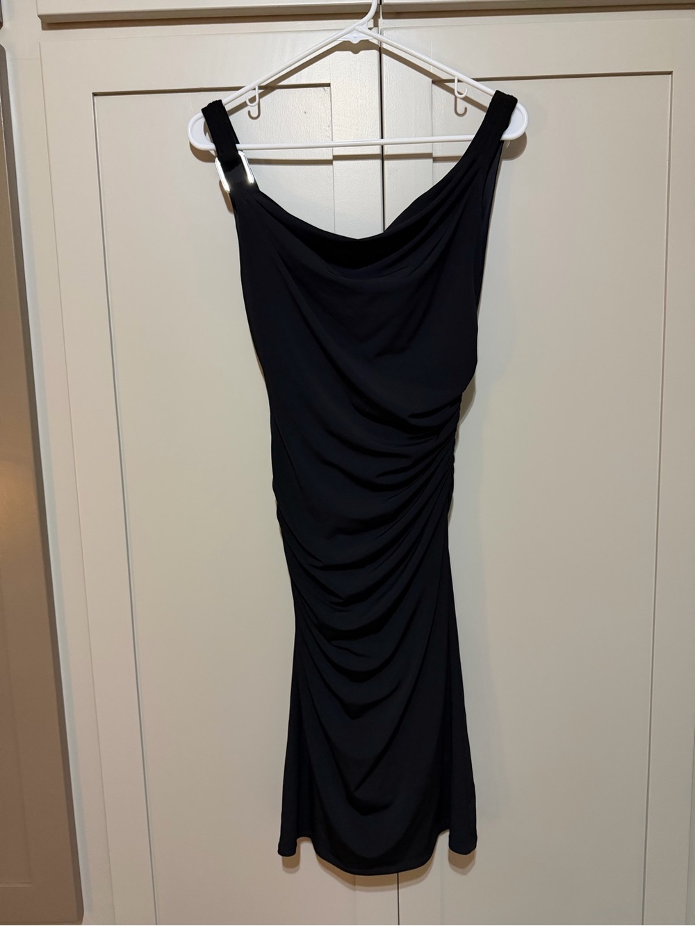 White House Black Market Black Draped Midi Dress